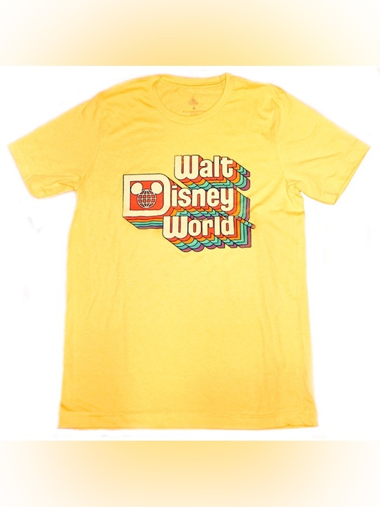 Disney Tops - Disney Adult Shirt - Retro Walt Disney World Logo - YELLOW Size Large